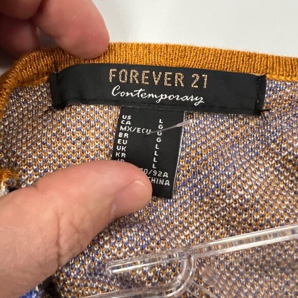 Forever 21 Women's Long Sleeve Open Front Cardigan Gold Shimmer/Multi Large - Picture 8 of 9